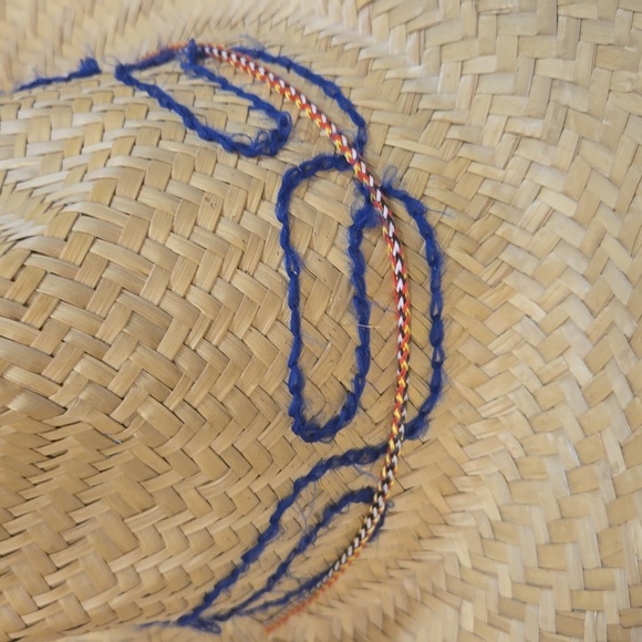 3 for $20 Mexican palm straw Sombrero, multi-colored hat, with chin strap. - Picture 2 of 5